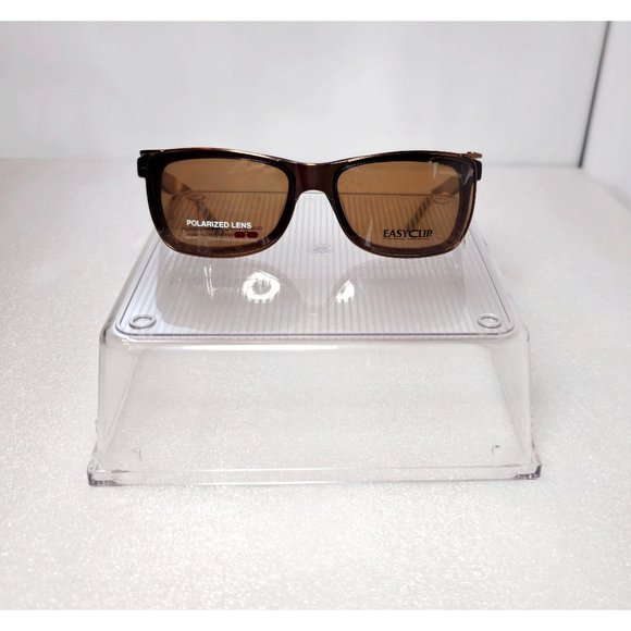 Brown Amber EasyClip Polarized Eyeglasses Matte Shiny Unisex Small 50-17-135 NWT - Picture 6 of 12